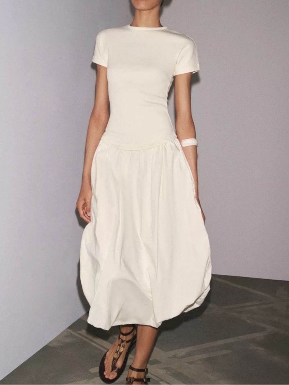 Zara Short-Sleeve Balloon-Hem dress